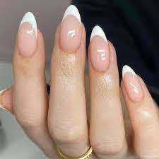 Gel French with almond nail shape