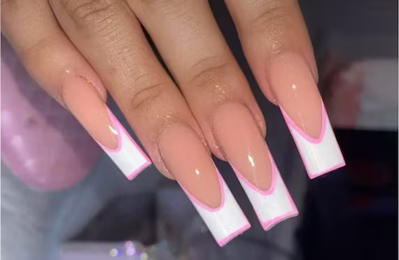 Pink and white full set with elegant finish