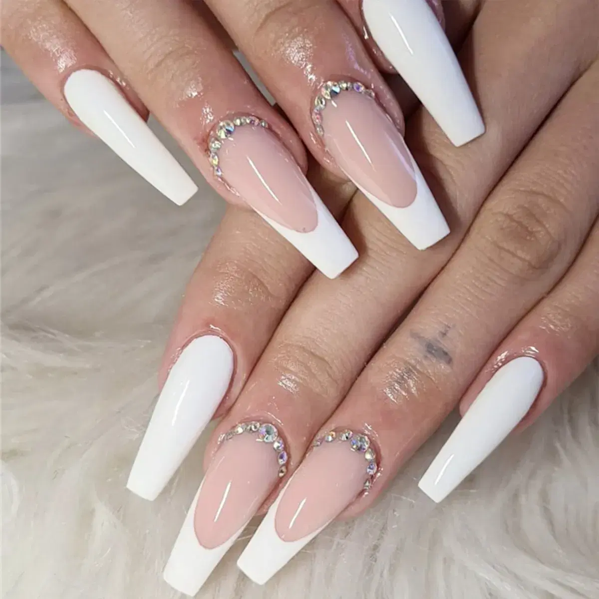Beautiful pink and white nail art